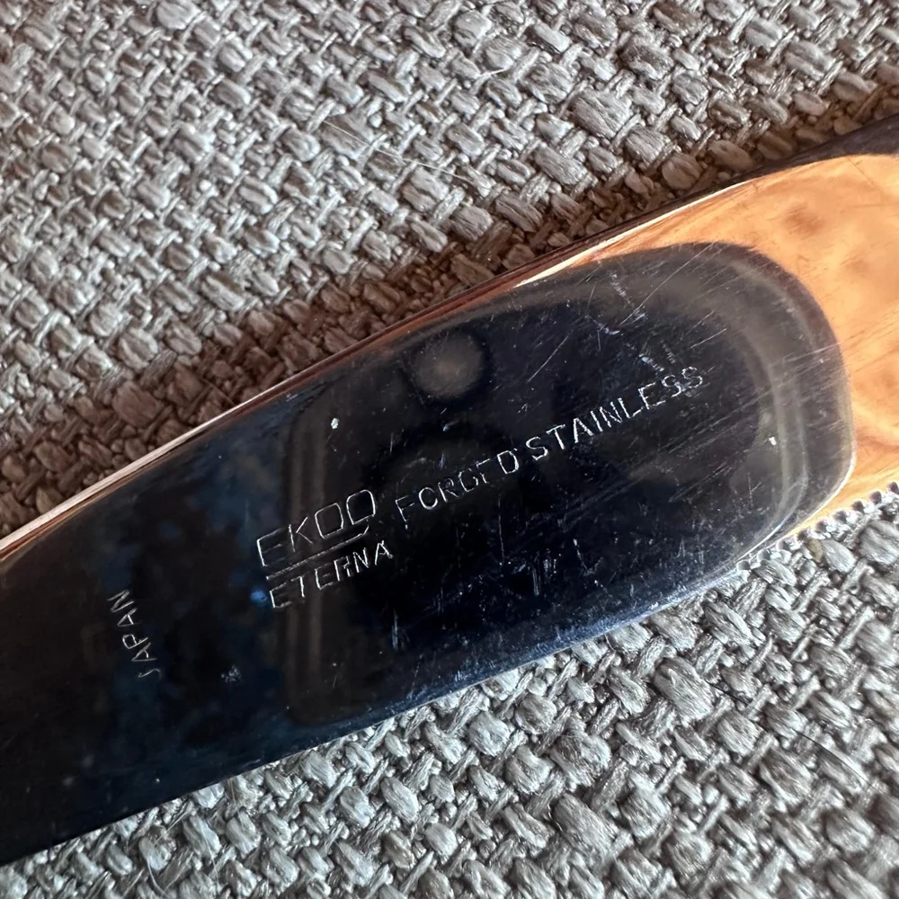 Vintage EKCO Eterna Stainless Canoe Muffin Dinner Knives Lot 8 EKS37 Japan MCM
